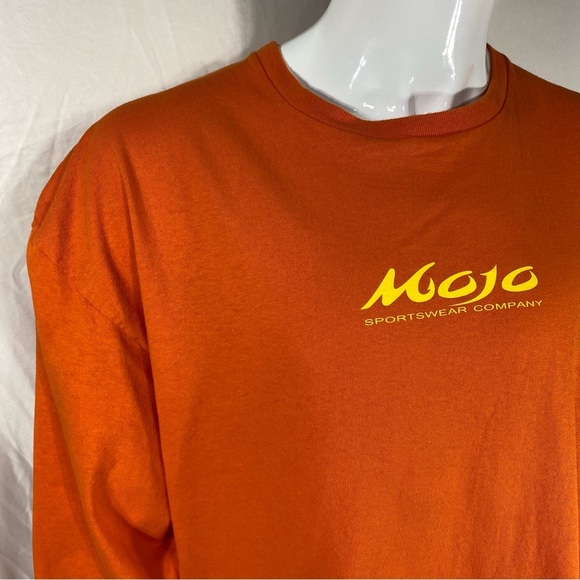 Mojo Men’s Saltwater Red Fish  Long Sleeve Orange Cotton Tee - Picture 2 of 6